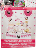 Pink Minnie Mouse buffet table decorating kit birthday theme from Parte Haus party supply store in Bethesda Maryland