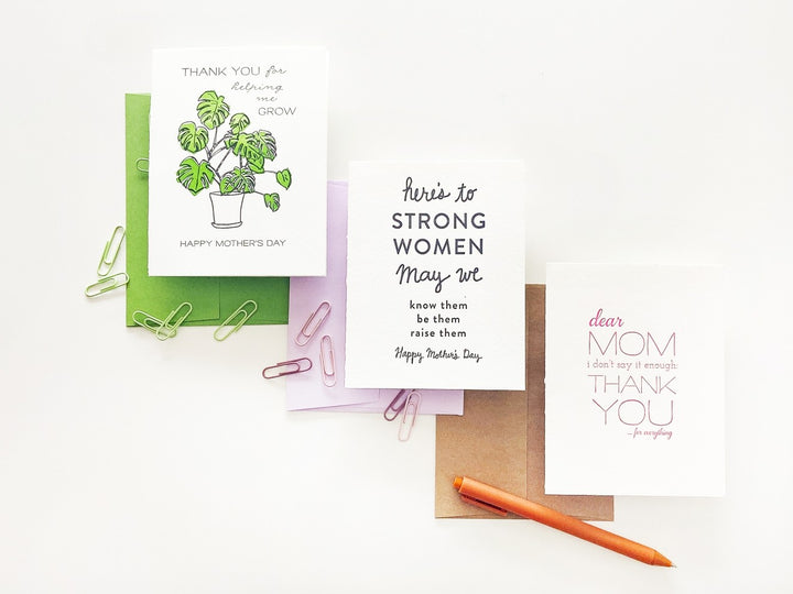 Mom Thanks - Letterpress Mother's Day Greeting Card