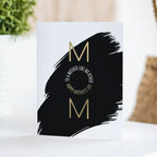 Black and gold Mother's Day greeting card with bold brushstroke design from Parte Haus party supply store in Bethesda MD