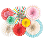 Multicolored paper party fans with gold trim fun celebration decor from Parte Haus party supply store in Bethesda MD