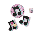 Pink black and mint musical note paper napkins for birthday from Parte Haus party supply store in Bethesda Maryland