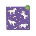 Purple unicorn napkin with rainbow stars for kids birthday from Parte Haus party supply store in Bethesda Maryland