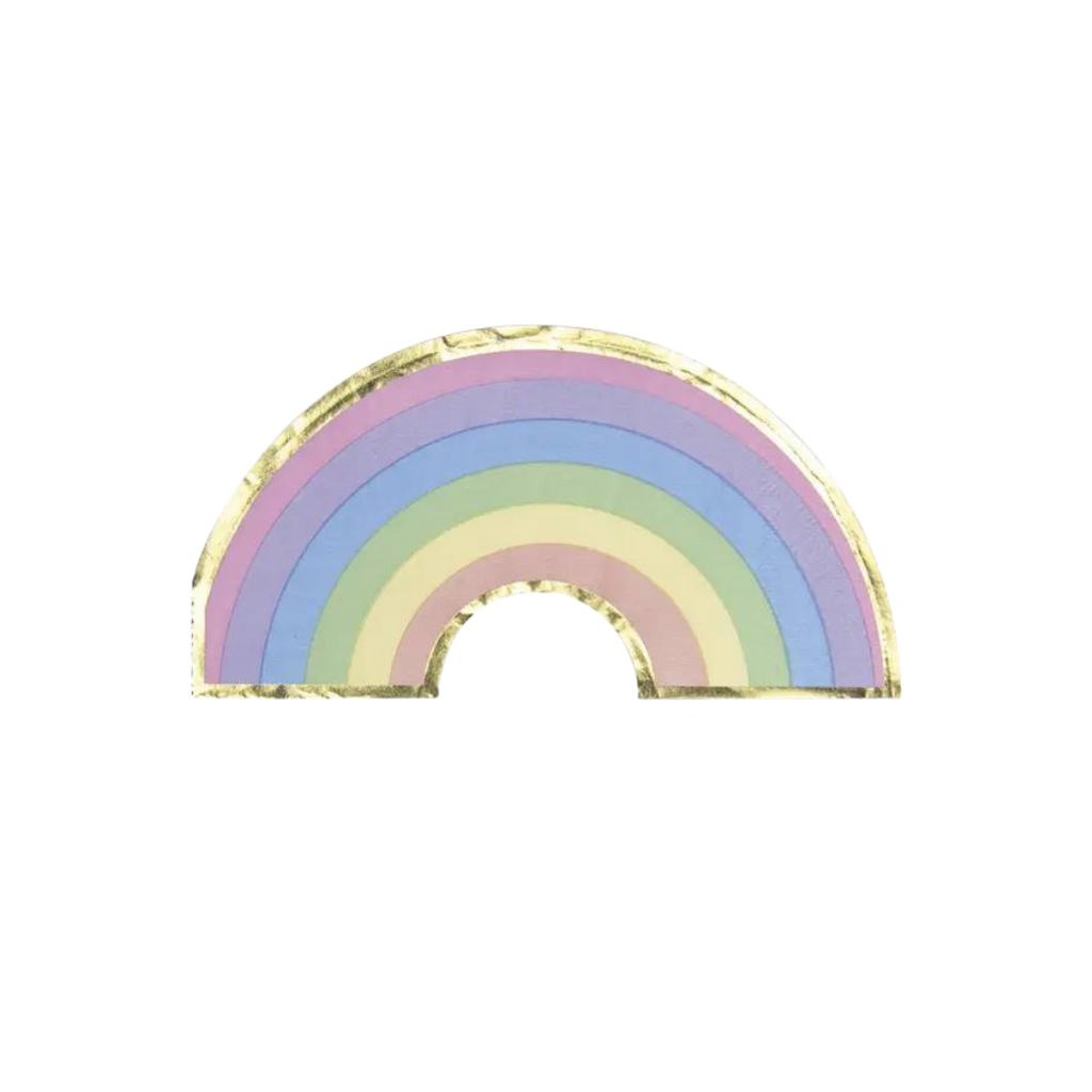 pastel rainbow napkin shaped like a rainbow for birthday from Parte Haus party supply store in Bethesda MD