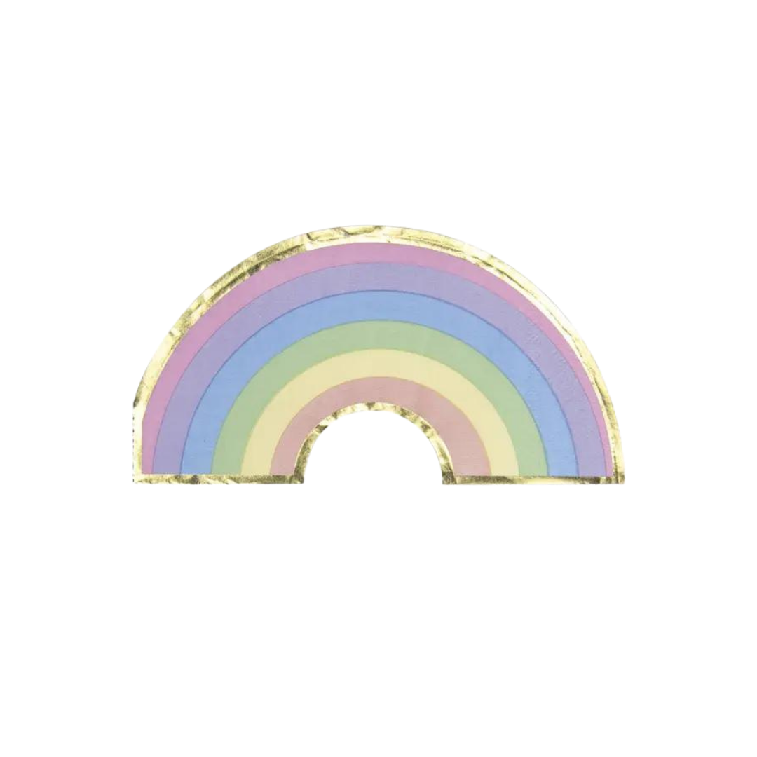 pastel rainbow napkin shaped like a rainbow for birthday from Parte Haus party supply store in Bethesda MD