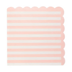 Pink Striped Scalloped Cocktail Napkins