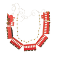 Red train garland decoration with gold beads for kids birthday from Parte Haus party supply store in Bethesda MD