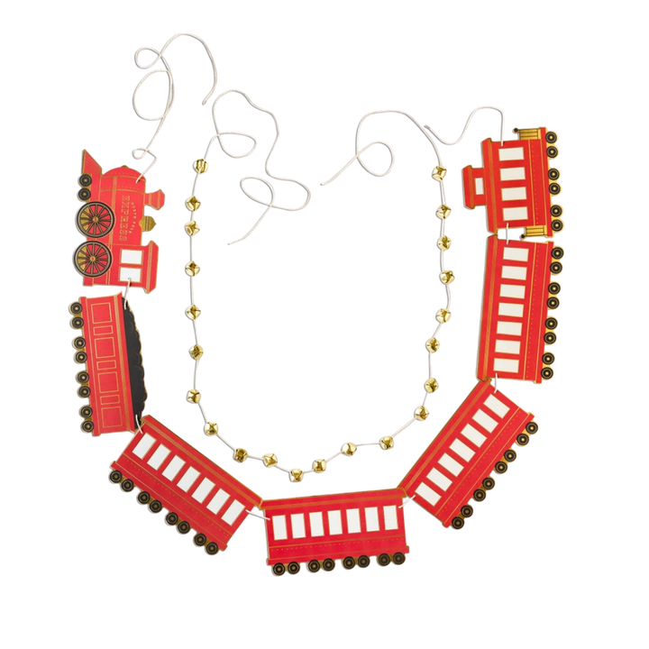 Red and Gold North Pole Express Train & Bell Banner Set