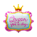 Pink and gold Queen for a day balloon with crown design birthday theme from Parte Haus party supply store in Bethesda MD