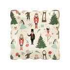 Red and green Nutcracker square plate with ballet and Christmas characters from Parte Haus party supply store in Bethesda MD