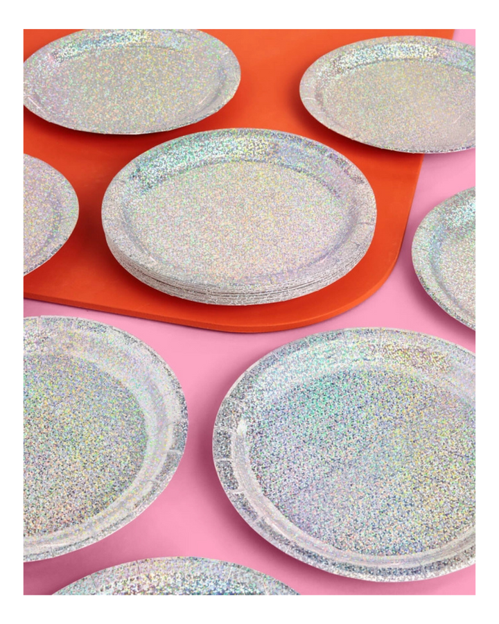 Silver Holographic Large Dinner Plates