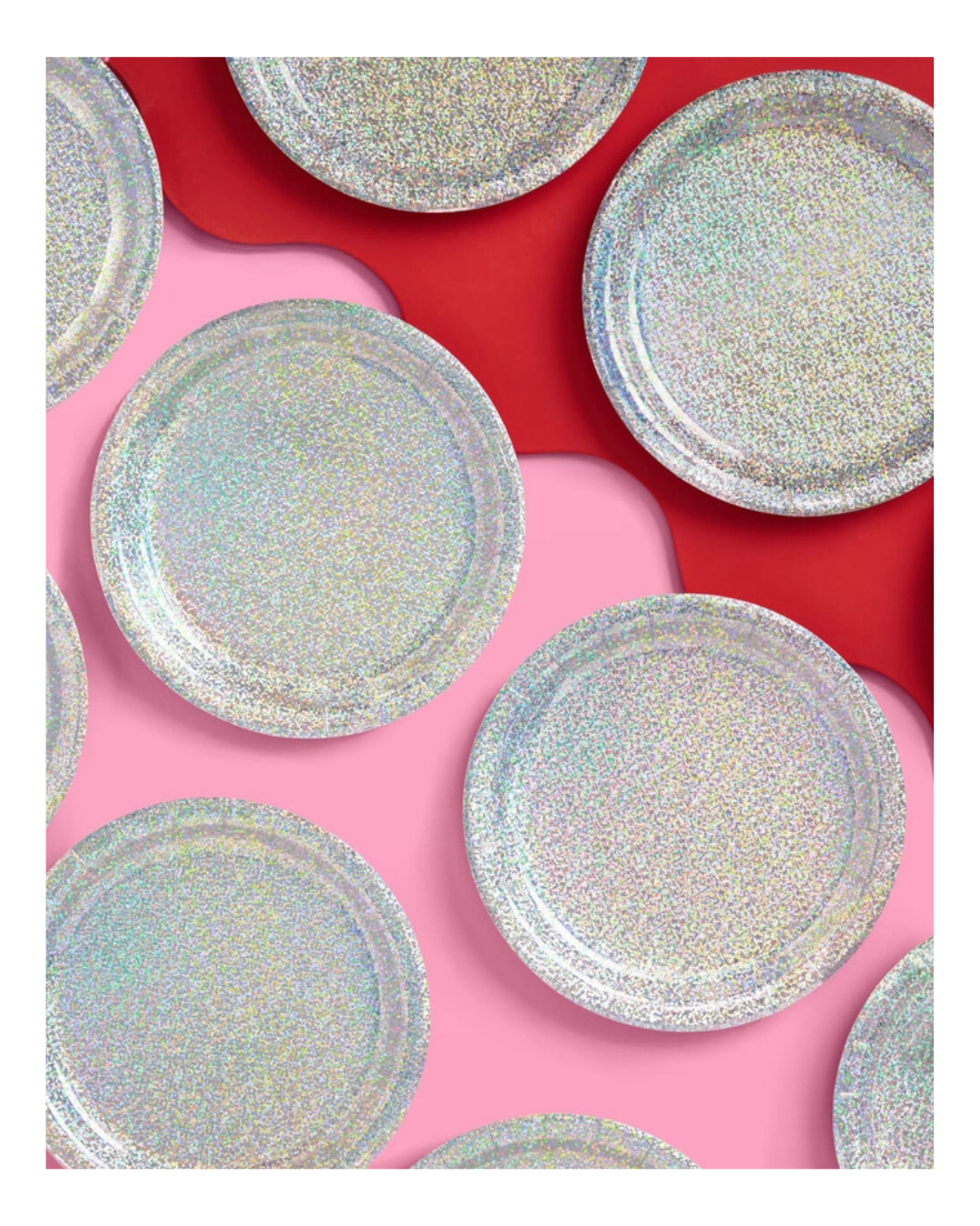 Silver Holographic Large Dinner Plates