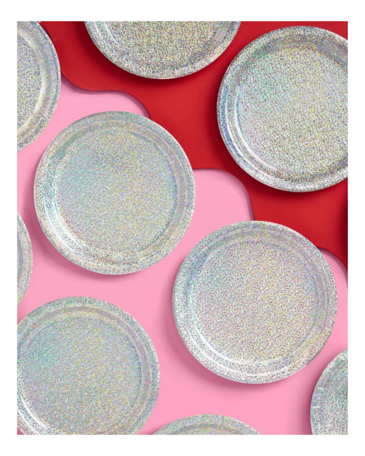 Silver Holographic Large Dinner Plates