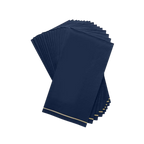 Navy with gold stripe guest paper napkins elegant dinner decor from Parte Haus party supply store in Bethesda Maryland