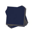Navy with gold stripe beverage napkins elegant square design from Parte Haus party supply store in Bethesda MD