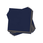 Navy with gold stripe beverage napkins elegant square design from Parte Haus party supply store in Bethesda MD