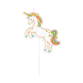 Rainbow unicorn candle with gold stars birthday theme from Parte Haus party supply store in Bethesda Maryland