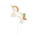 Rainbow unicorn candle with gold stars birthday theme from Parte Haus party supply store in Bethesda Maryland