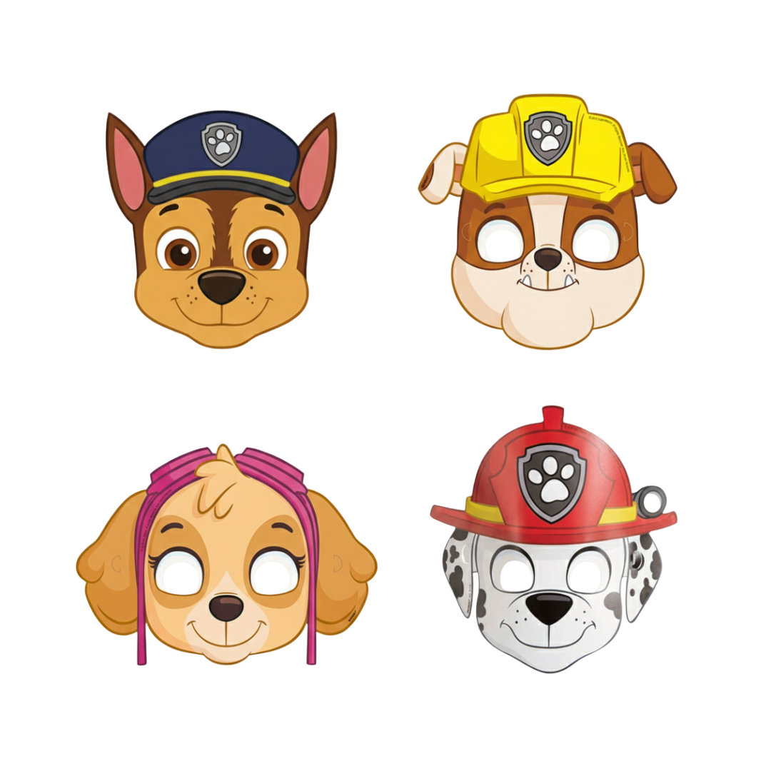 colorful dog character paper masks for kids cartoon theme from Parte Haus party supply store in Bethesda MD