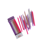 Pink purple and gold birthday candles with polka dots from Parte Haus party supply store in Bethesda Maryland