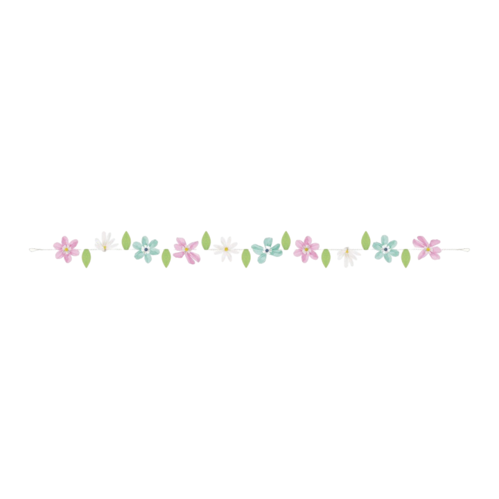 Pink, White & Green Spring Florals Crepe Paper Flower Garland
