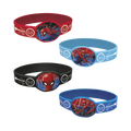 Red blue and black Spiderman wristbands with comic graphics birthday theme from Parte Haus party supply store in Bethesda MD