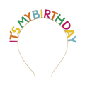 Multicolor birthday headband with ITS MY BIRTHDAY letters birthday celebration from Parte Haus party supply store in Bethesda MD