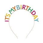 Multicolor birthday headband with ITS MY BIRTHDAY letters birthday celebration from Parte Haus party supply store in Bethesda MD