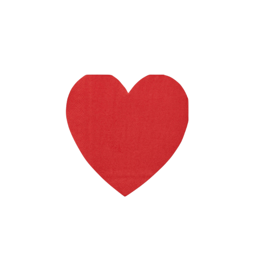 Red heart shaped napkin for Valentine's Day from Parte Haus party supply store in Bethesda Maryland