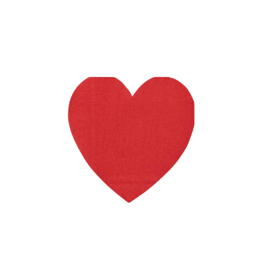 Red heart shaped napkin for Valentine's Day from Parte Haus party supply store in Bethesda Maryland