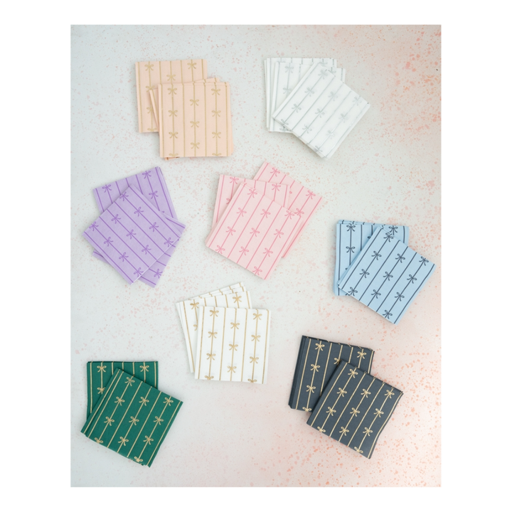 White with Gold Bow Cocktail Napkins