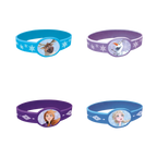 Blue and purple Frozen character rubber wristbands for birthday party theme from Parte Haus party supply store in Bethesda MD