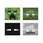 Green and black pixelated character face masks for gaming birthday theme from Parte Haus party supply store in Bethesda MD