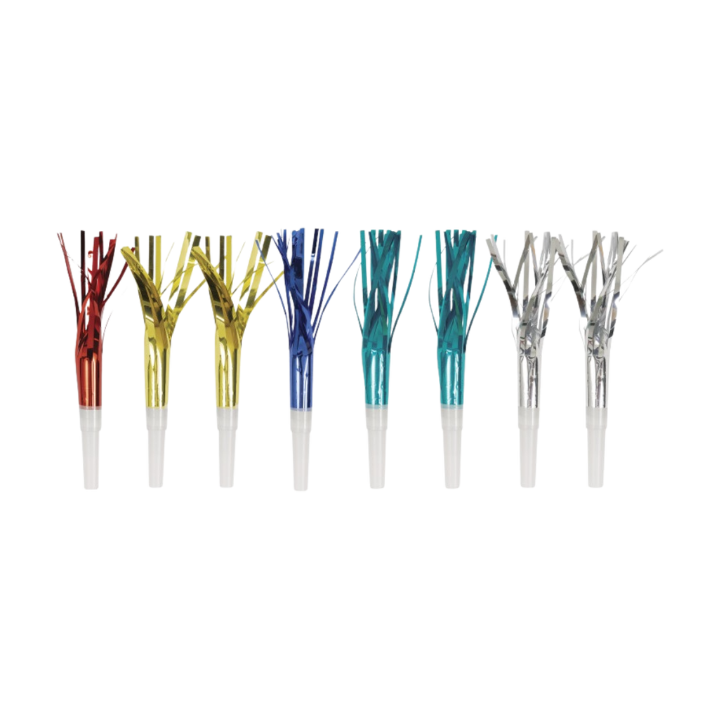 Multicolor foil noisemaker set for celebrations and events from Parte Haus party supply store in Bethesda MD