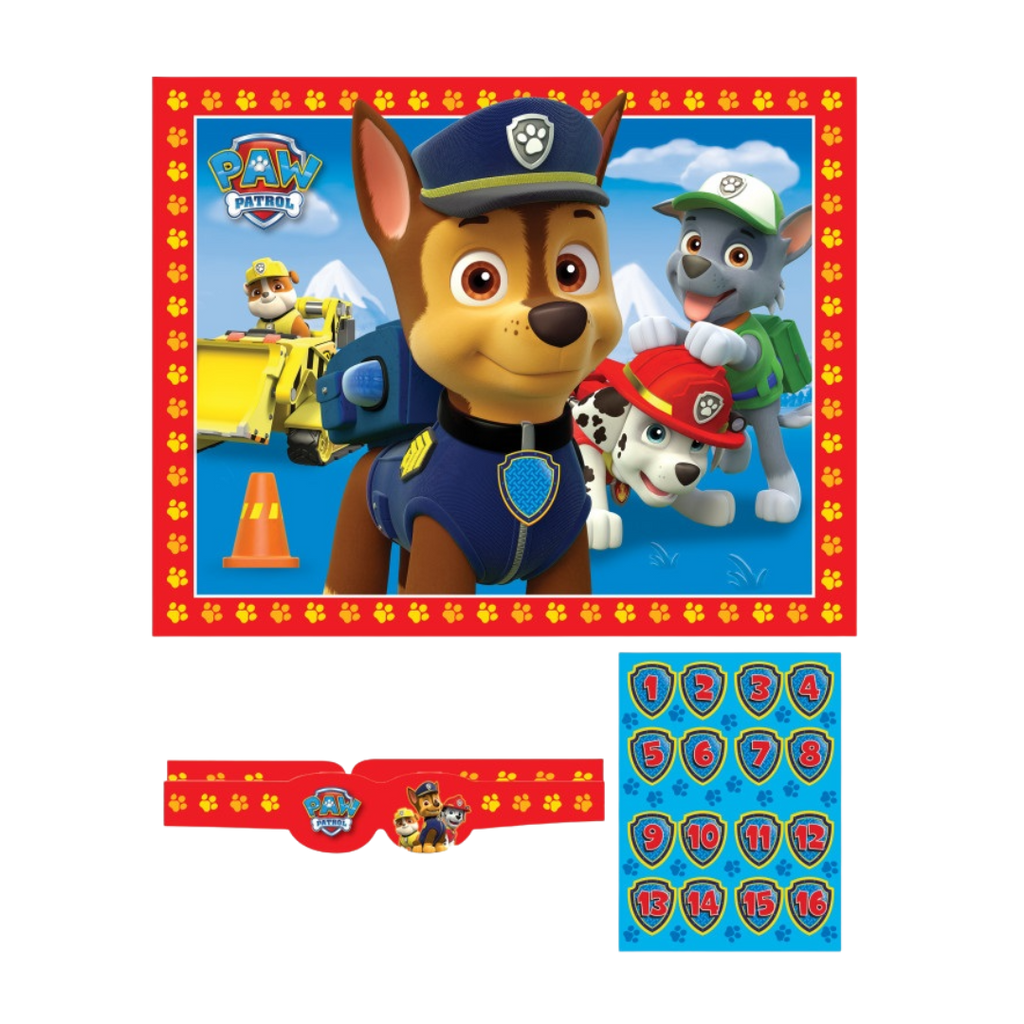 Red Paw Patrol game set with characters and stickers kids birthday theme from Parte Haus party supply store in Bethesda MD
