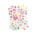 Colorful girls rule sticker sheet with fun icons for kids birthday from Parte Haus party supply store in Bethesda MD