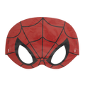 Red superhero paper mask with black web lines for kids birthday from Parte Haus party supply store in Bethesda MD