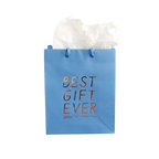 Blue gift bag with gold best gift ever text for birthday celebration from Parte Haus party supply store in Bethesda MD