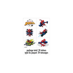 Red Spider Man temporary tattoos with action poses superhero birthday theme from Parte Haus party supply store in Bethesda MD