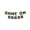 Green and black gamer banner with block letters game on theme from Parte Haus party supply store in Bethesda Maryland