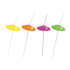 Yellow orange purple green umbrella straws tropical theme from Parte Haus party supply store in Bethesda MD