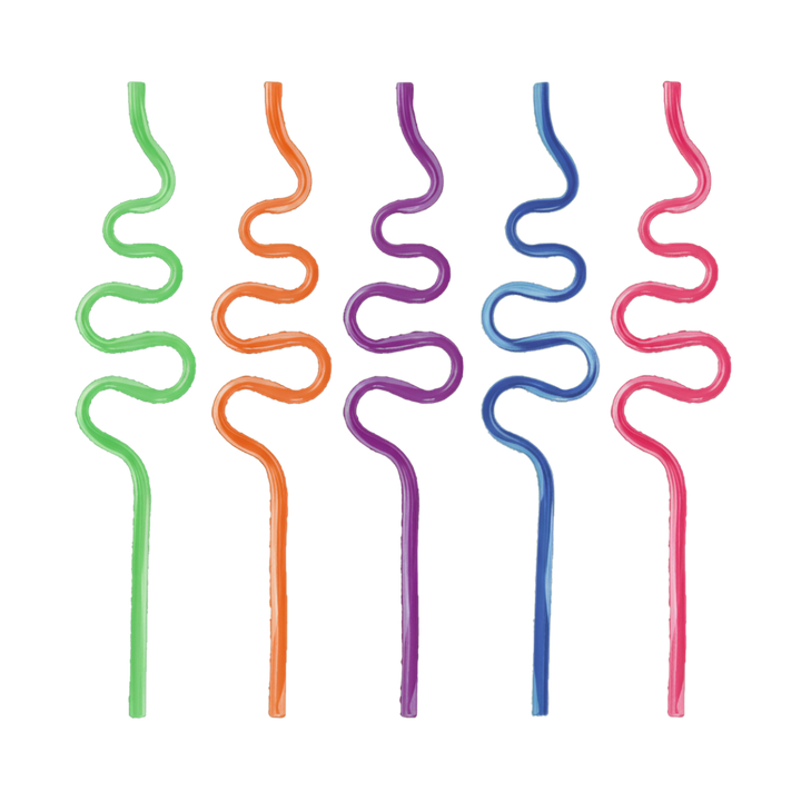 Colorful curly plastic straws fun favor for birthday from Parte Haus party supply store in Bethesda Maryland.