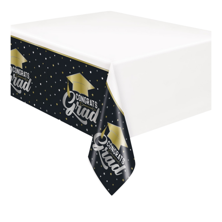 Black "Congrats Grad" Table Cover
