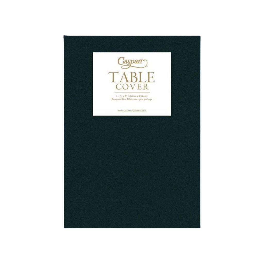 Black table cover solid color packaging for events from Parte Haus party supply store in Bethesda Maryland