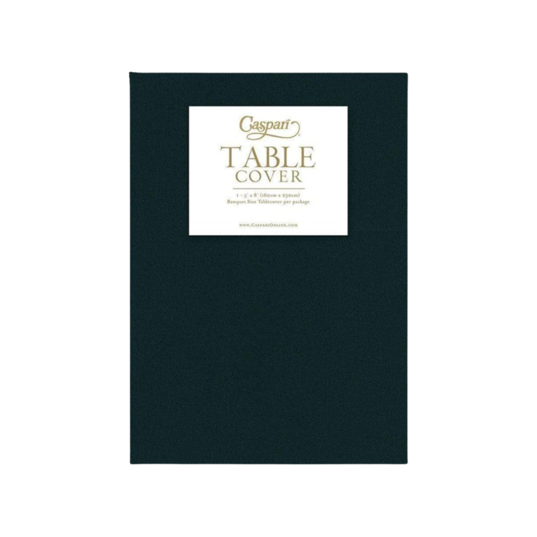 Black table cover solid color packaging for events from Parte Haus party supply store in Bethesda Maryland