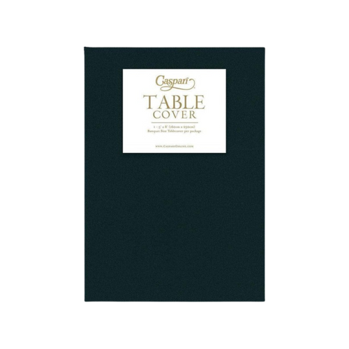 Black table cover solid color packaging for events from Parte Haus party supply store in Bethesda Maryland