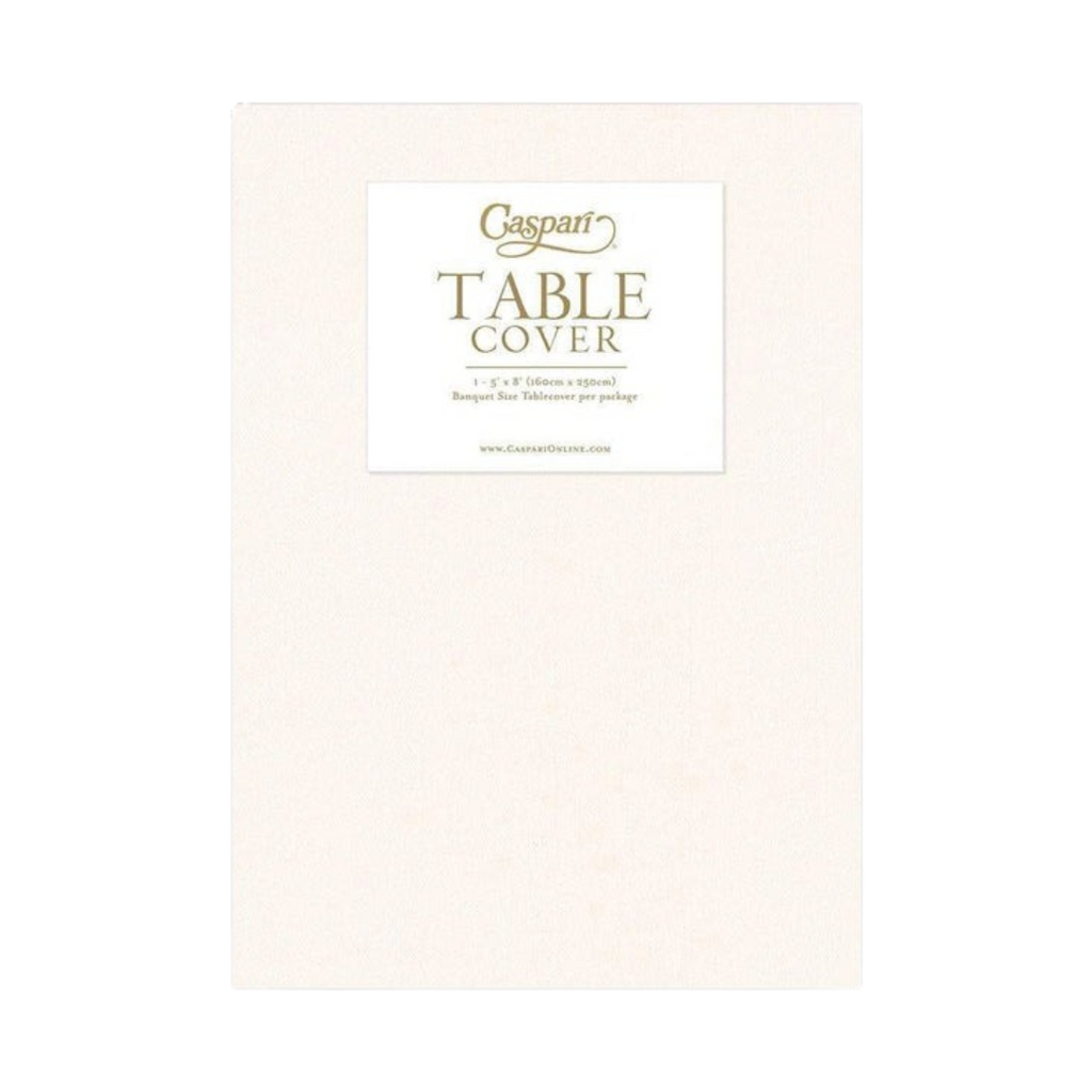 White table cover classic Caspari packaging for celebration from Parte Haus party supply store in Bethesda Maryland