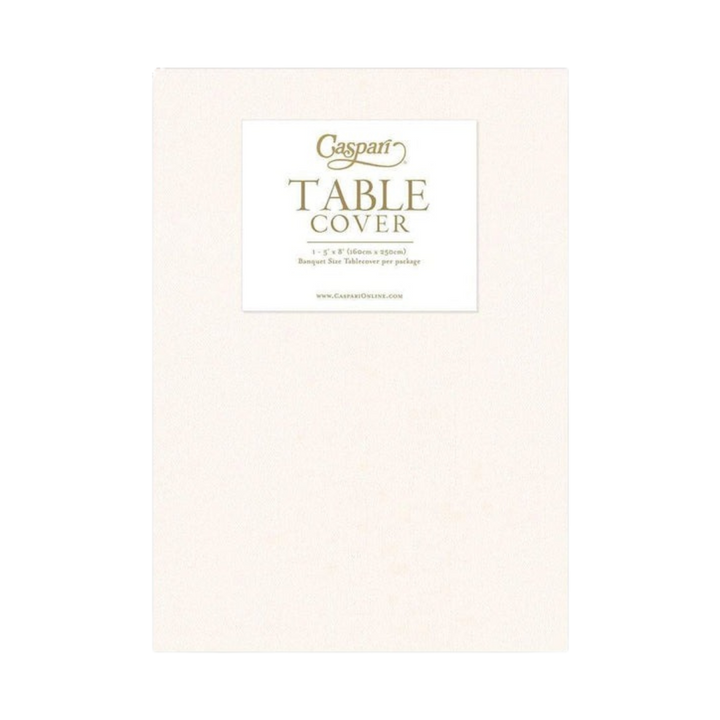 White table cover classic Caspari packaging for celebration from Parte Haus party supply store in Bethesda Maryland