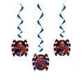 Red blue Spiderman hanging swirl decorations superhero birthday from Parte Haus party supply store in Bethesda MD
