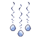 Silver hanging swirl streamers metallic party decor for birthdays from Parte Haus party supply store in Bethesda MD