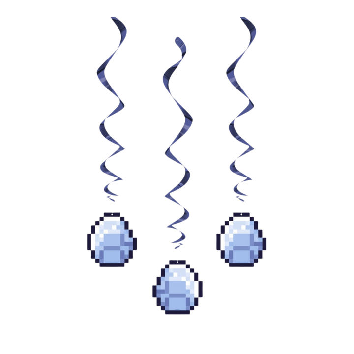 Silver hanging swirl streamers metallic party decor for birthdays from Parte Haus party supply store in Bethesda MD